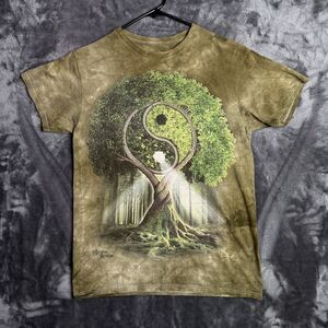 Vintage Y2k The Mountian Short Sleeve Tie Dye Ying Yang Nature Tree Size Small